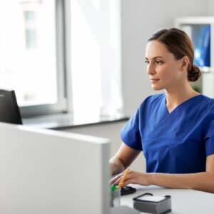 img of a doctor on a computer